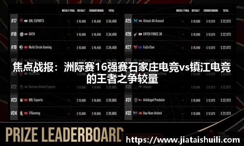 焦点战报：洲际赛16强赛石家庄电竞vs镇江电竞的王者之争较量